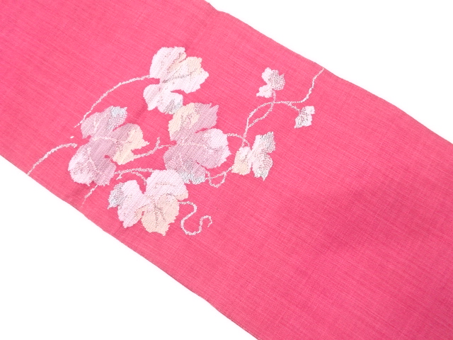 JAPANESE KIMONO / ANTIQUE NAGOYA OBI / WOVEN  IVY LEAVES